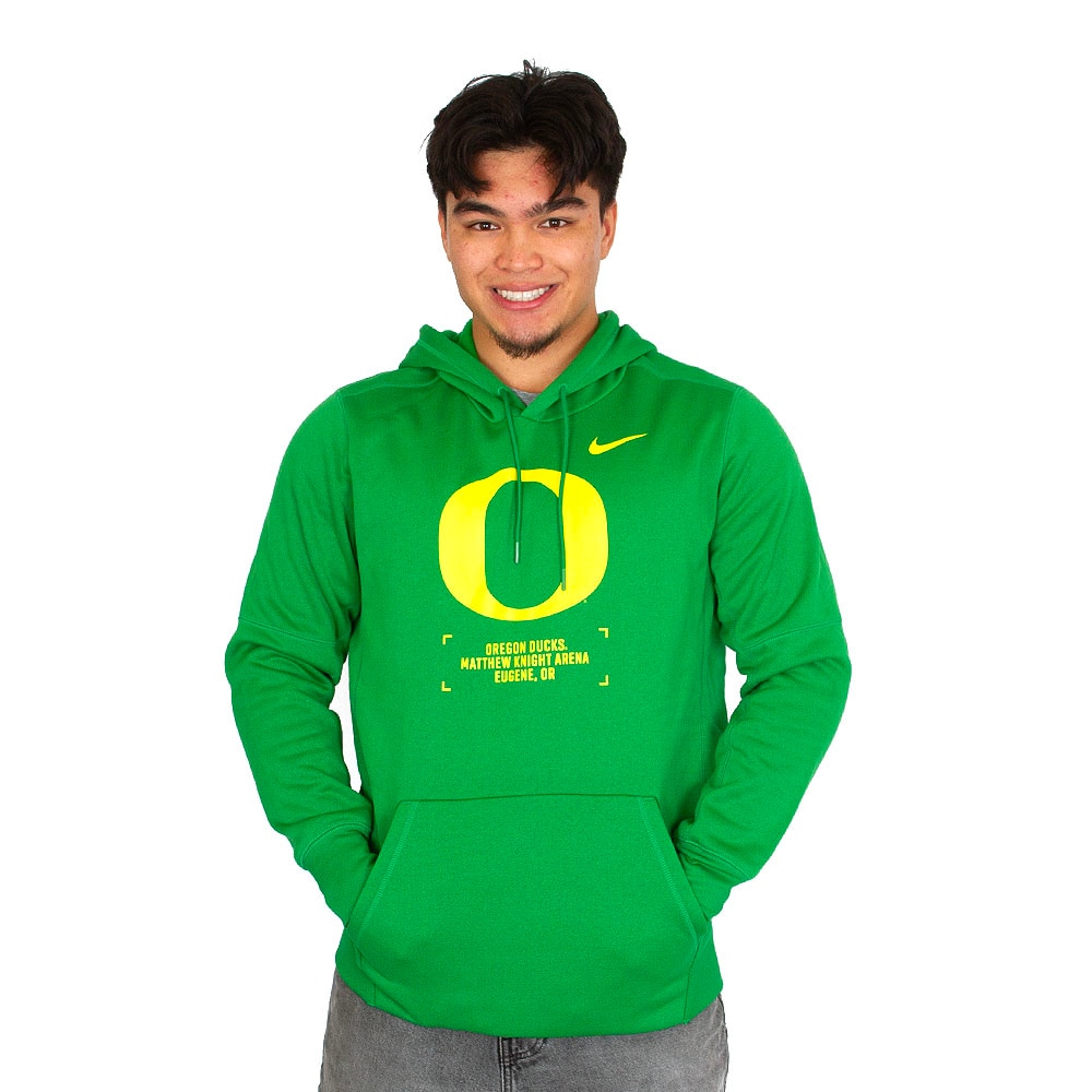 Classic Oregon O, Nike, Green, Hoodie, Performance/Dri-FIT, Men, Basketball, Arena Locations, Pullover, Sweatshirt, 945040